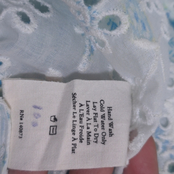 LoveShackFancy Mauro Blouse Button Down Floral Print Magic Turquoise S - Picture 13 of 13